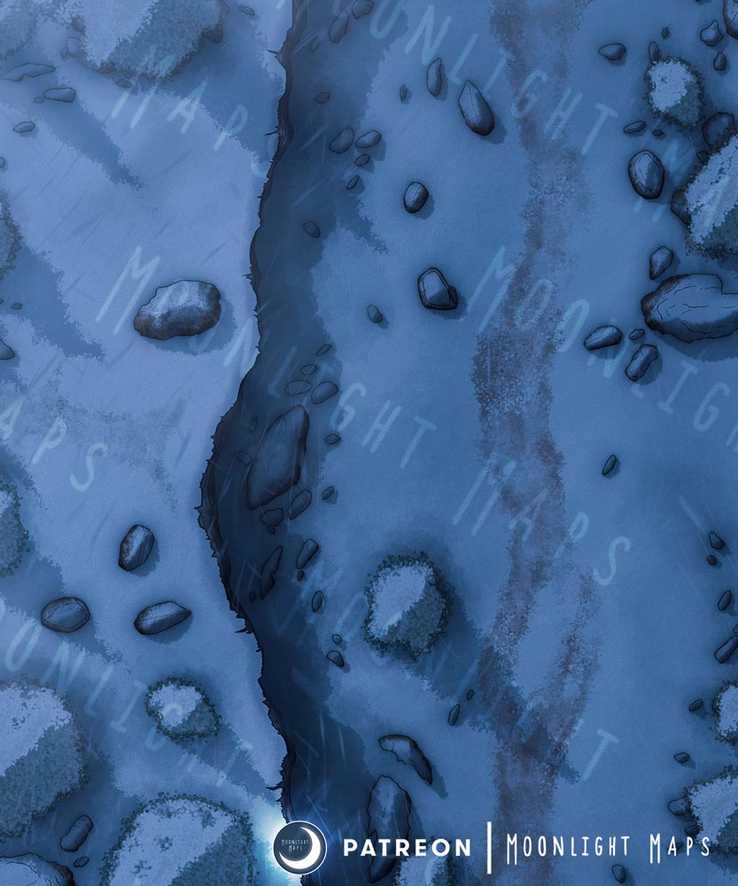 Snowy Ridge with barely visible path alongside ledge