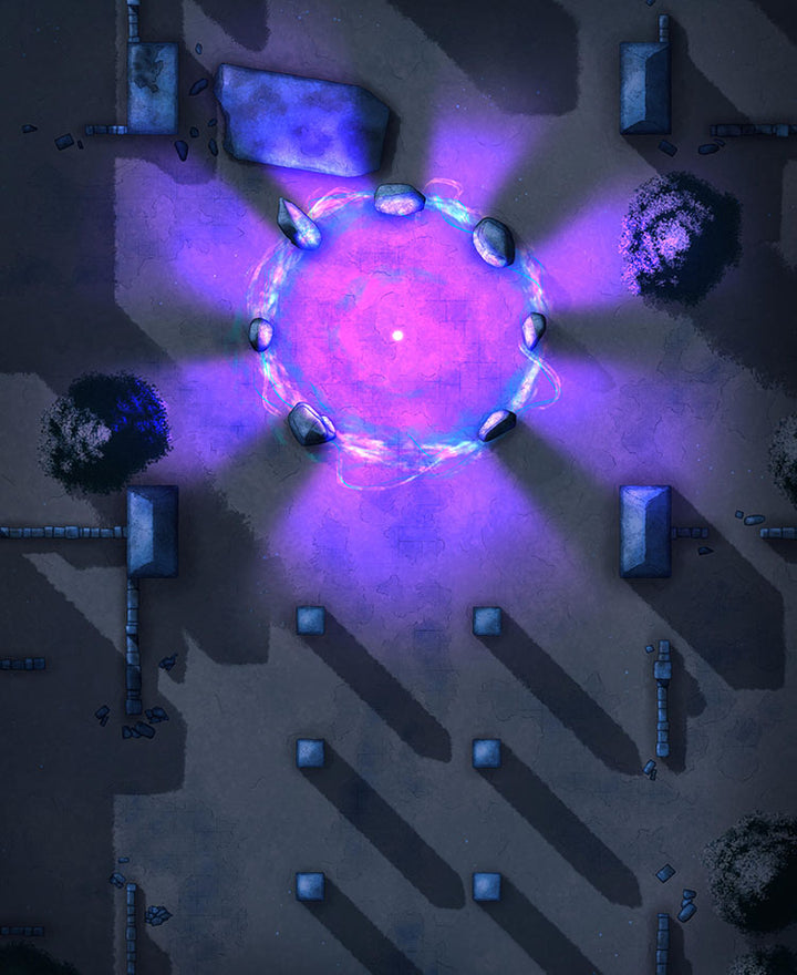 An extremely powerful portal opening in the Ancient Portal Map. Variant includes bright purple and electricity around the map. 