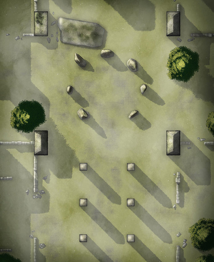 Ancient Portal in mid day with no portal open and fog over the whole map