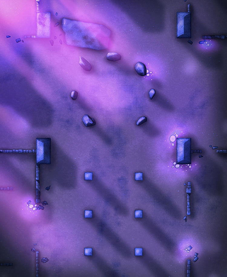 variant of the Ancient Portal with purple glowing coming from crystals in the ground