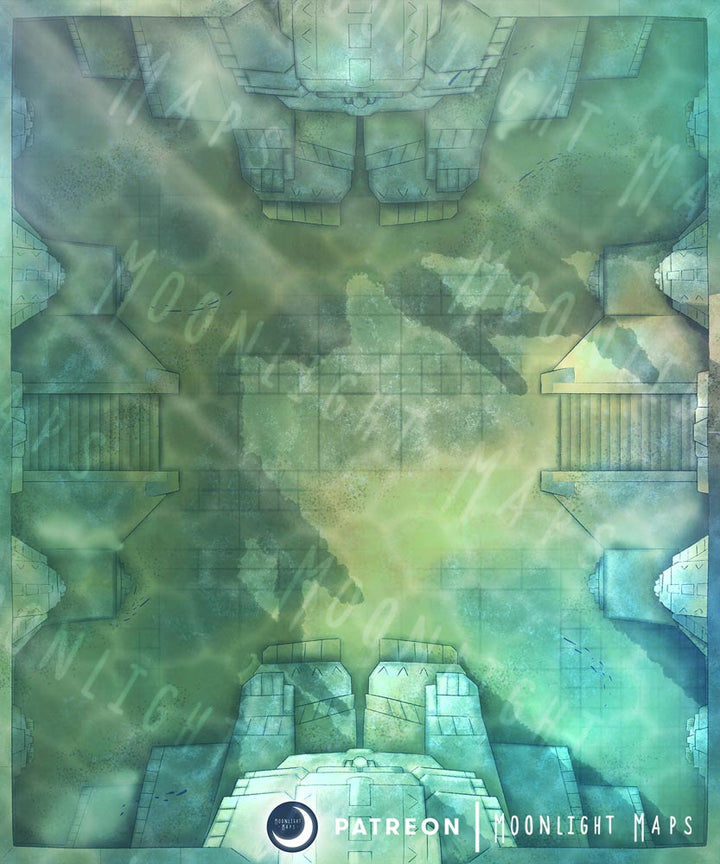 Sunken temple variant - the ancient temple map underwater.